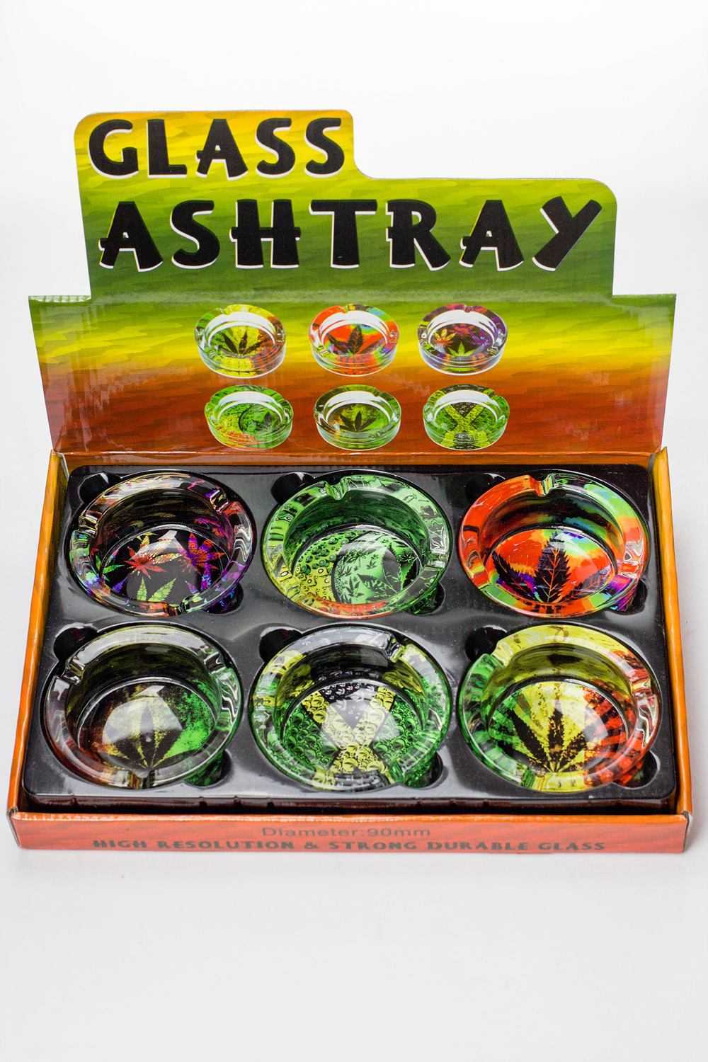 Round glass ashtray display