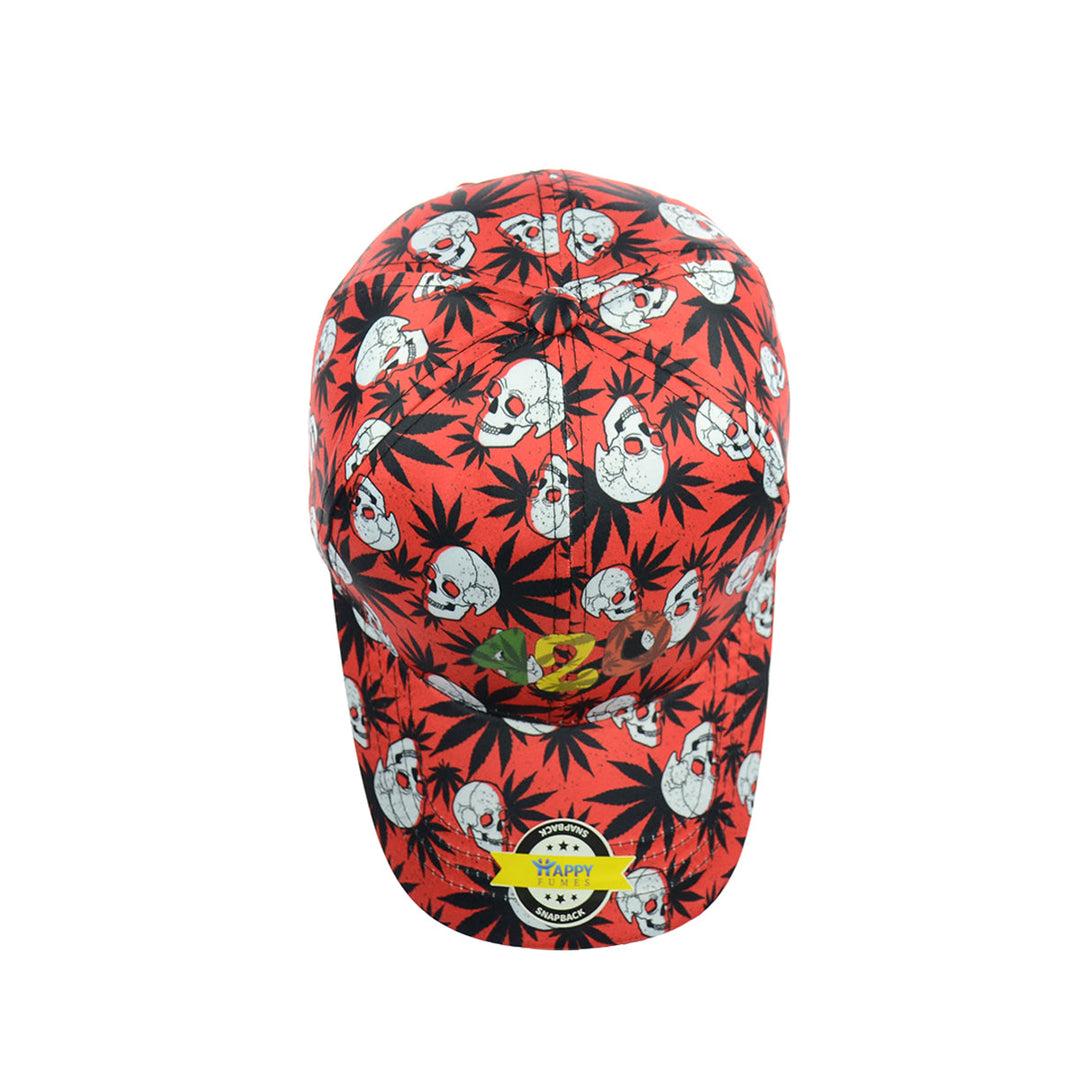 Red Skull Leaf Design Baseball Snapback Hat