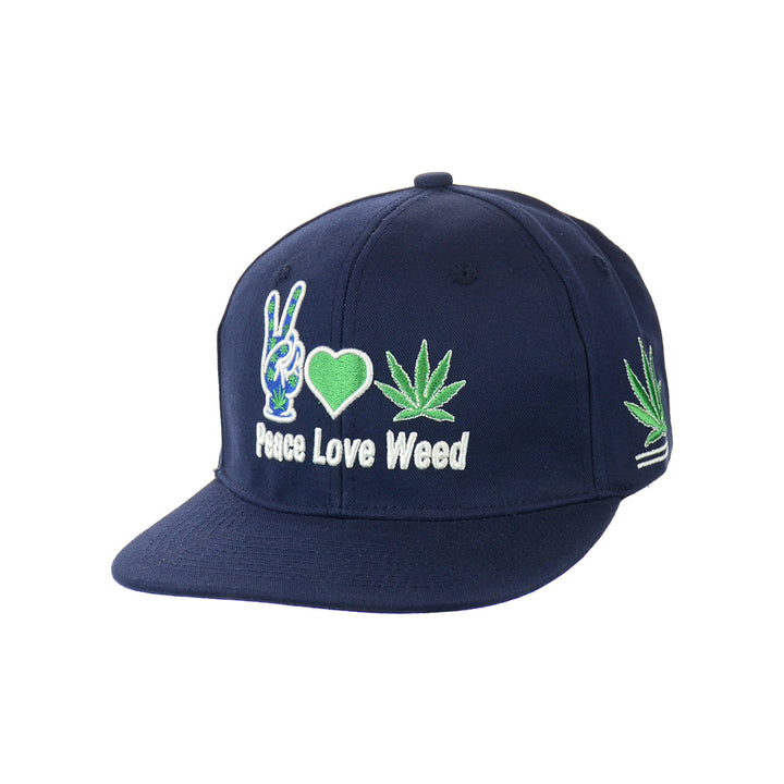 Peace Sign Embroidered Snapback Cap