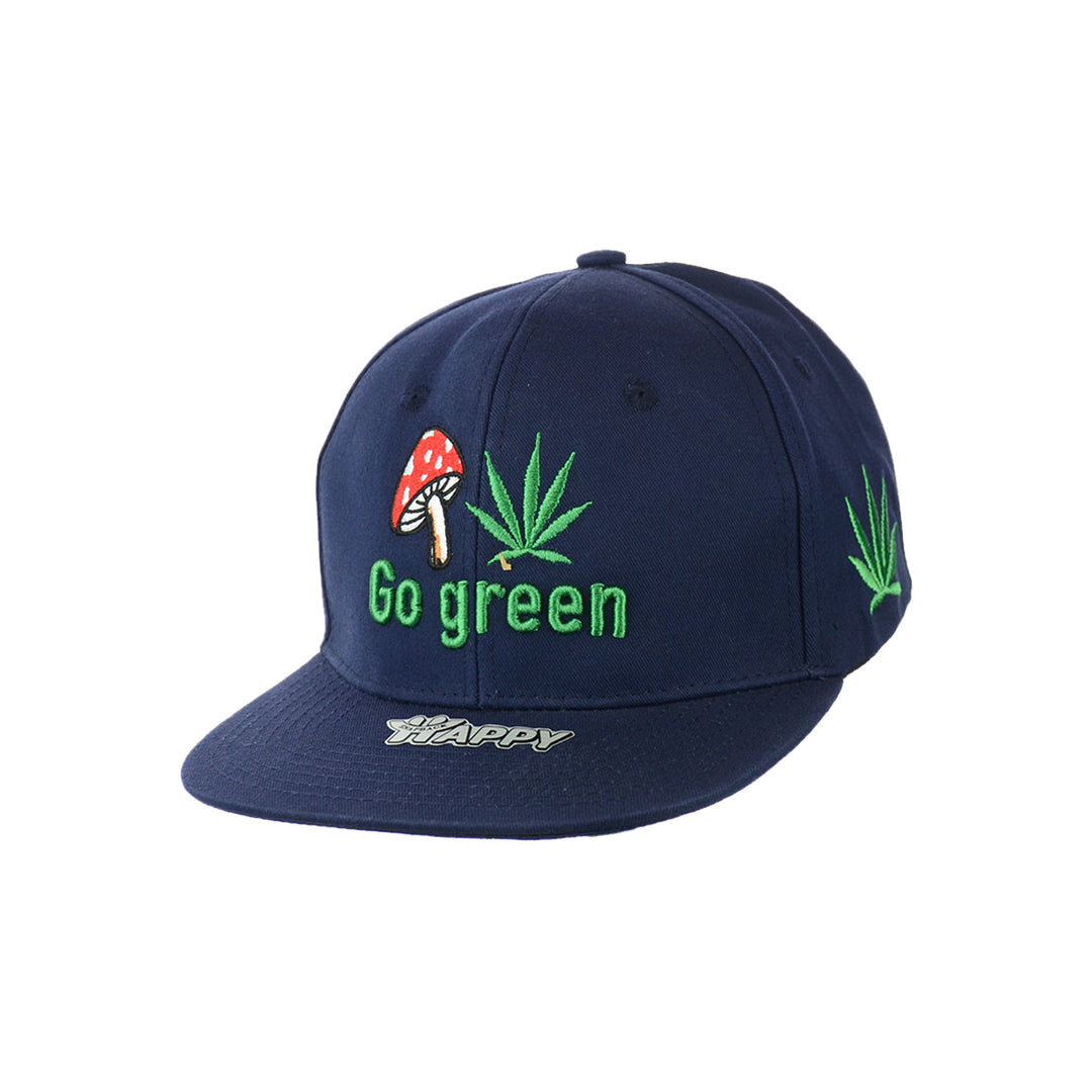 Embroidered Mushroom Go Green Snapback Hat