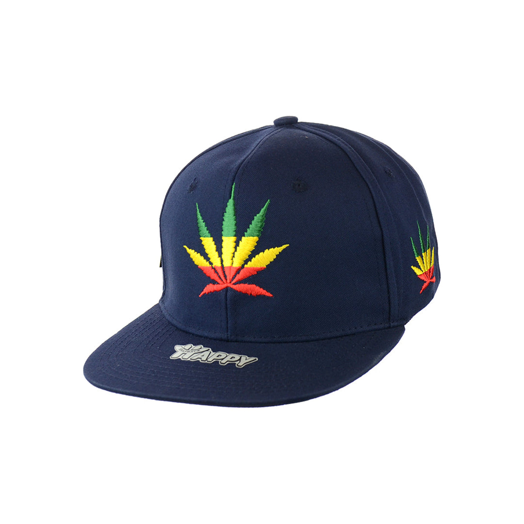 Rasta Leaf Embroidered Cotton Snapback Hat