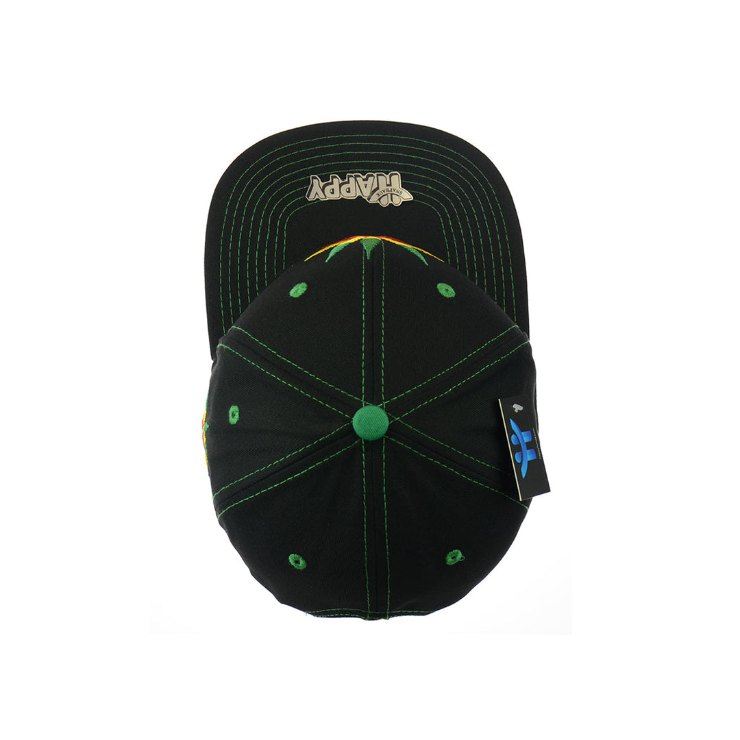 Rasta Leaf Embroidered Cotton Snapback Hat
