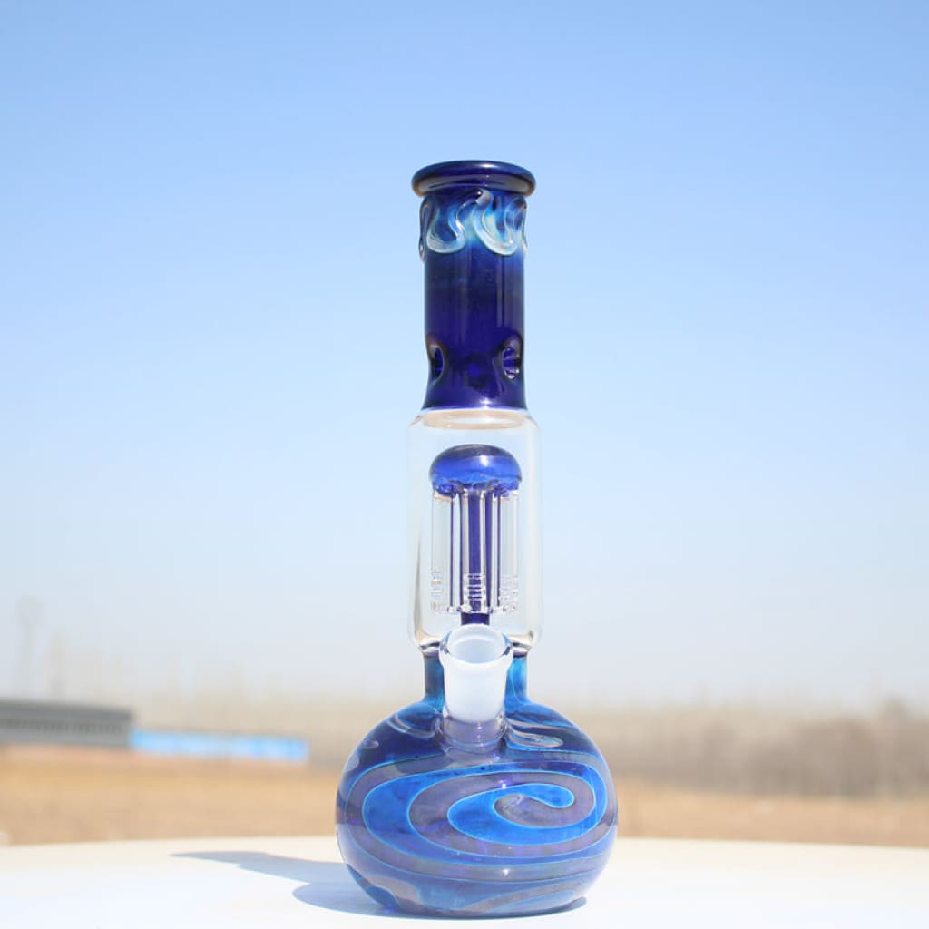 10.5’ Blue Buddha Glass Water Pipe W/ Coil Perc