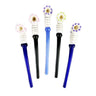 Elegant Opaque White Marble Sherlock Glass Pipe with Dark Glass Accents