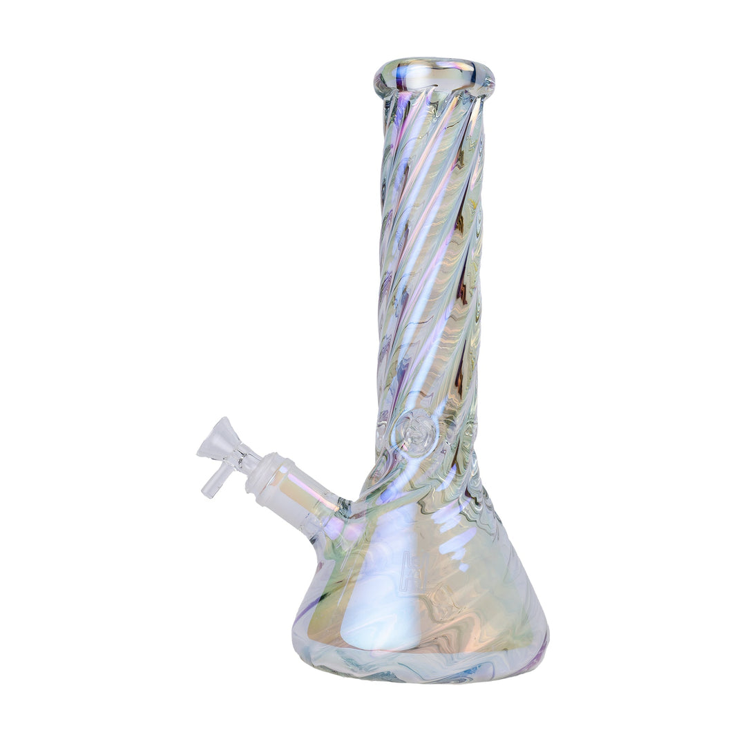 Twisted Iridescent Beaker Bong with 14mm Joint