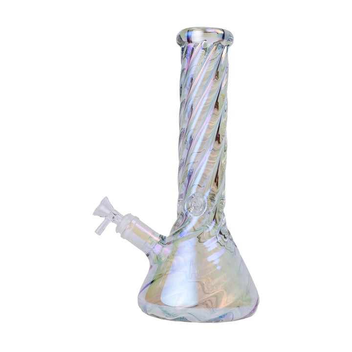 Twisted Iridescent Beaker Bong with 14mm Joint