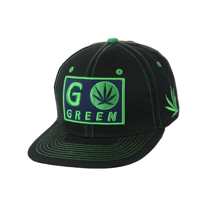 Embroidered Leaf Cotton Snapback Hat