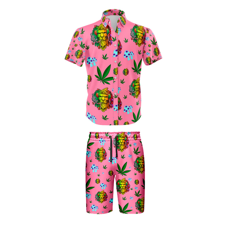 Lion Leaf Pink Shirt & Shorts Set - 5 Size Pack