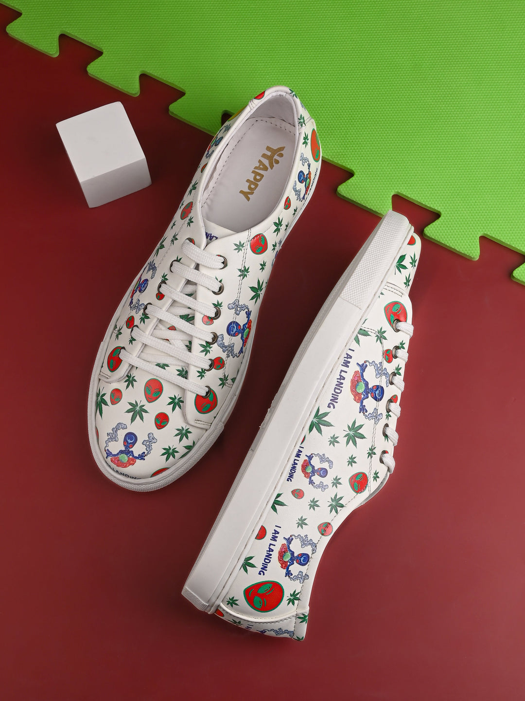 Snow White Vegan Leather Shoes - Herbal Pattern