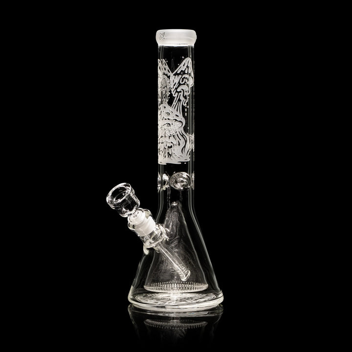 14" Mushroom Design Collins Perc Beaker Bong