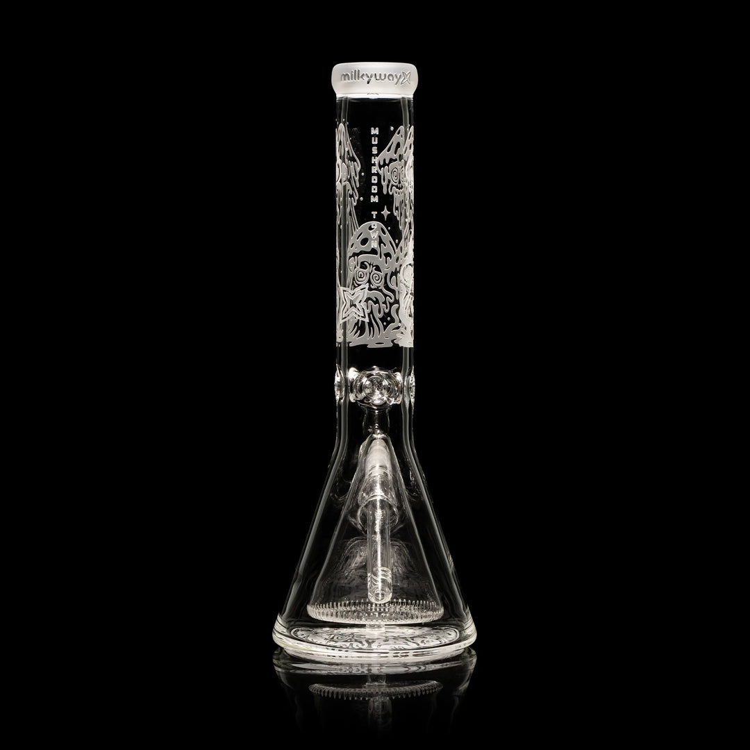 14" Mushroom Design Collins Perc Beaker Bong