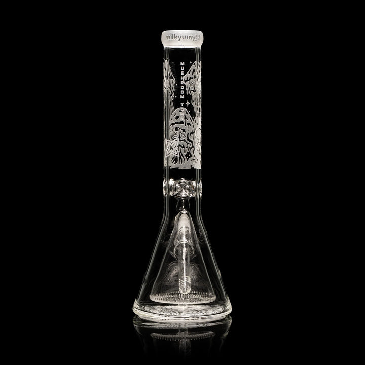 14" Mushroom Design Collins Perc Beaker Bong