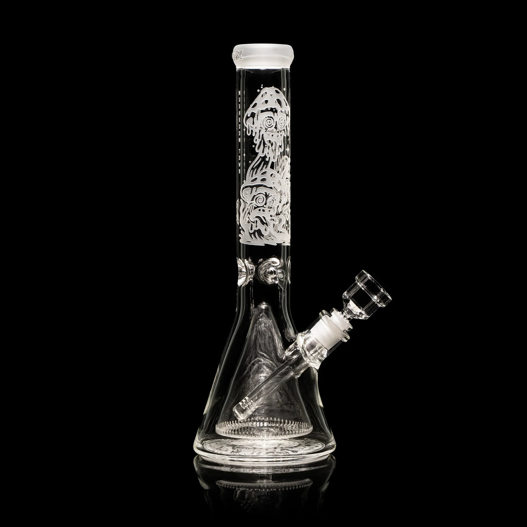 14" Mushroom Design Collins Perc Beaker Bong