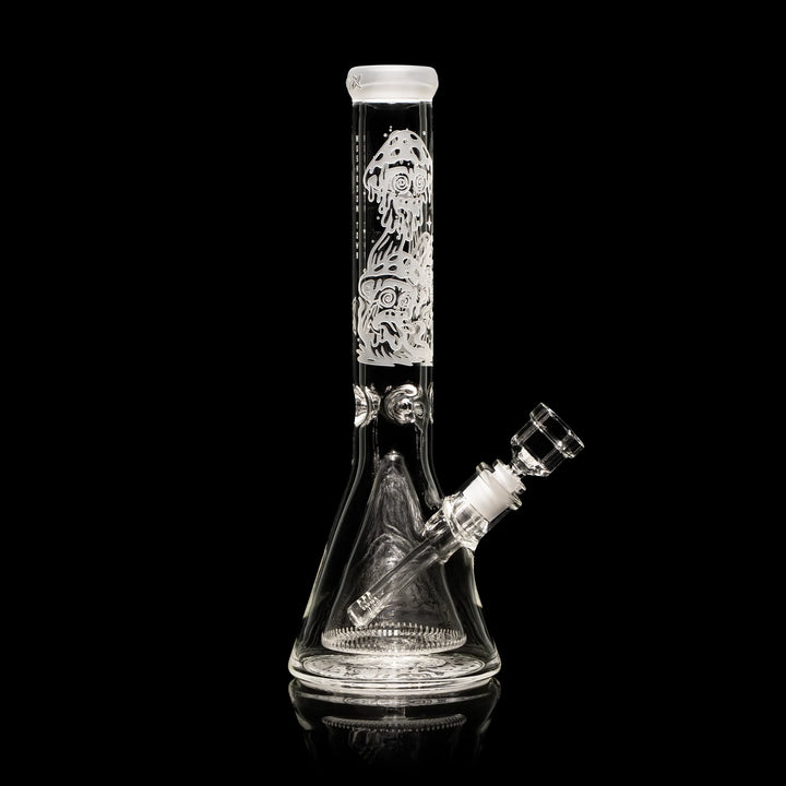 14" Mushroom Design Collins Perc Beaker Bong