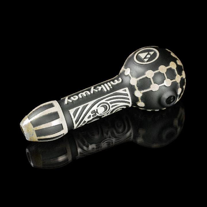 Maya Face Black Frit Color Glass Hand Pipe
