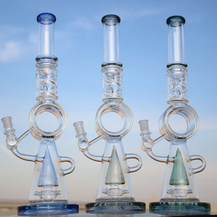 18.5" Recycler Style Donut Percolator Glass Water Pipe