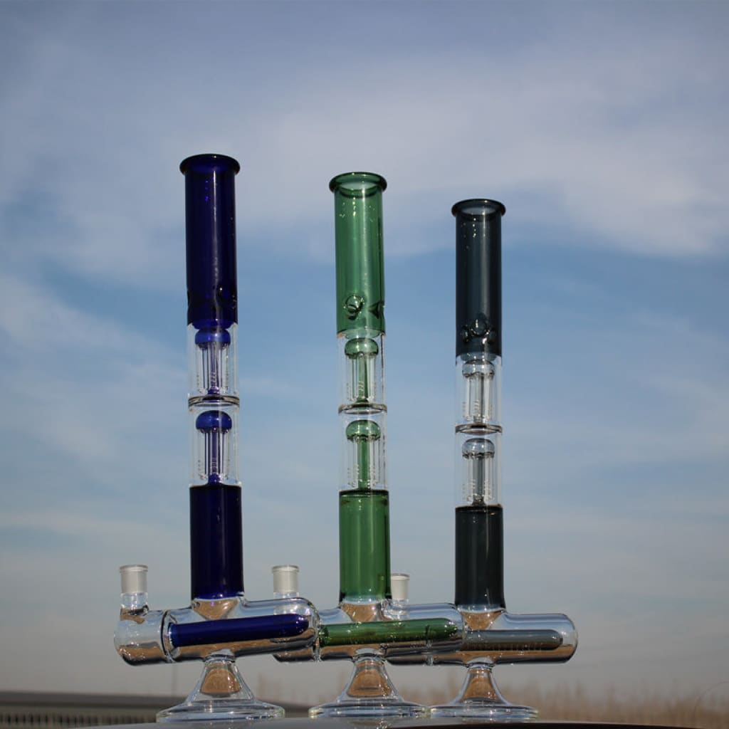 18" Inline And Dual Arm Percolated Glass Water Pipe