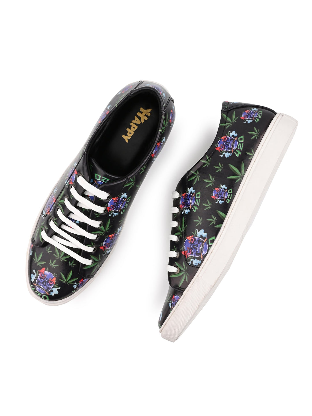Dark Skull Print Vegan Leather Shoes