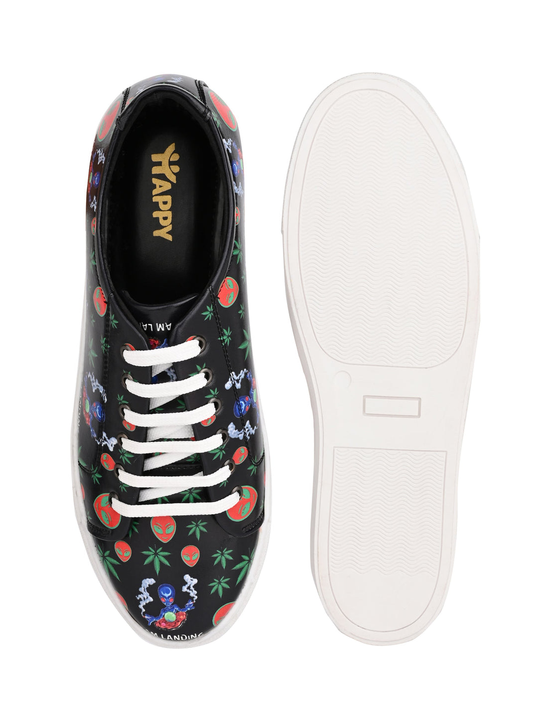 Dark Skull Print Vegan Leather Shoes