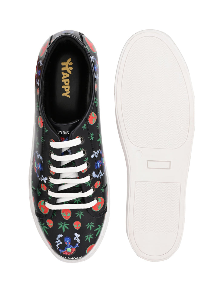 Dark Skull Print Vegan Leather Shoes