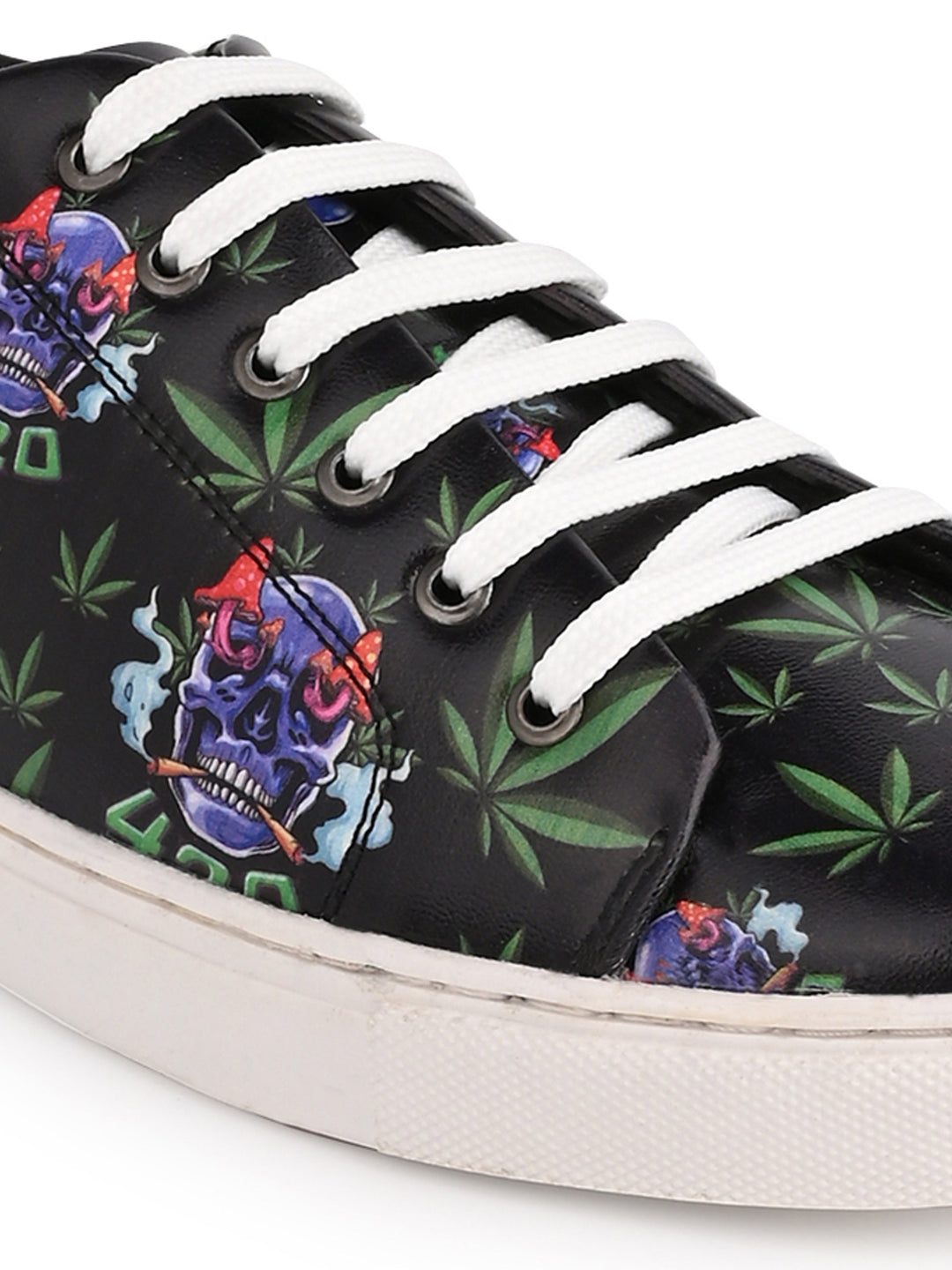 Dark Skull Print Vegan Leather Shoes