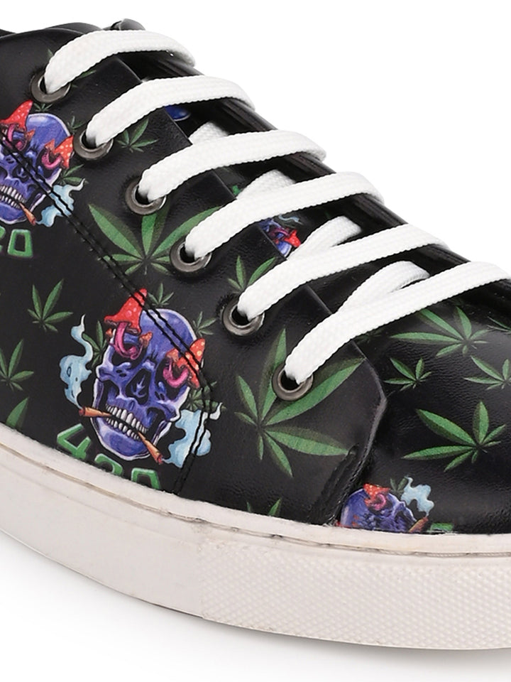Dark Skull Print Vegan Leather Shoes