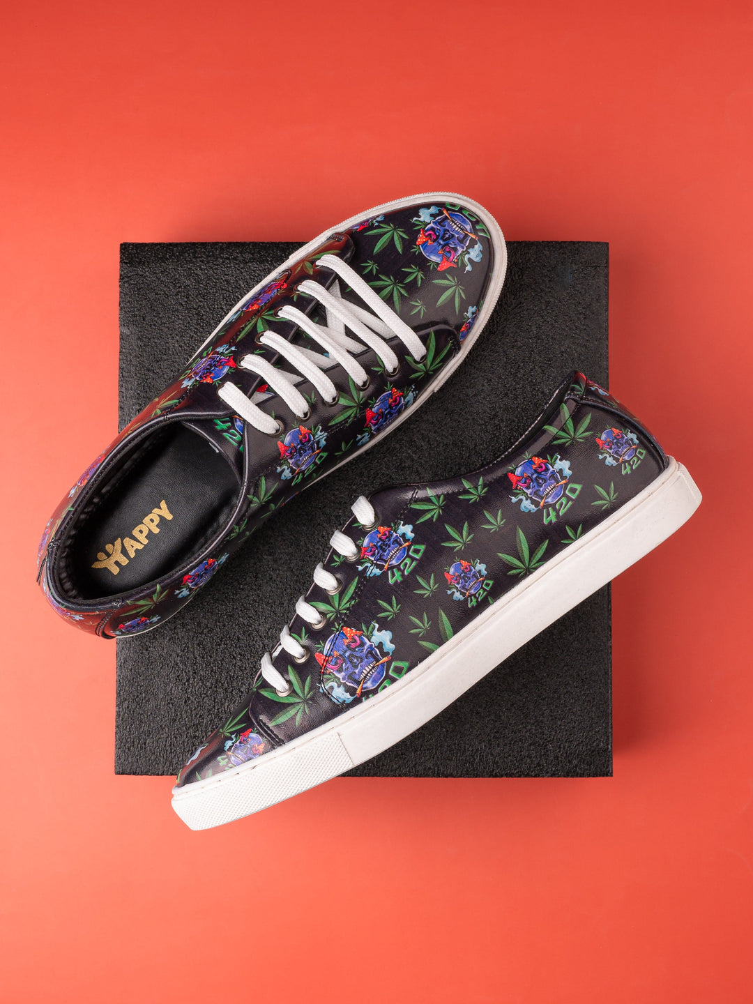 Dark Skull Print Vegan Leather Shoes