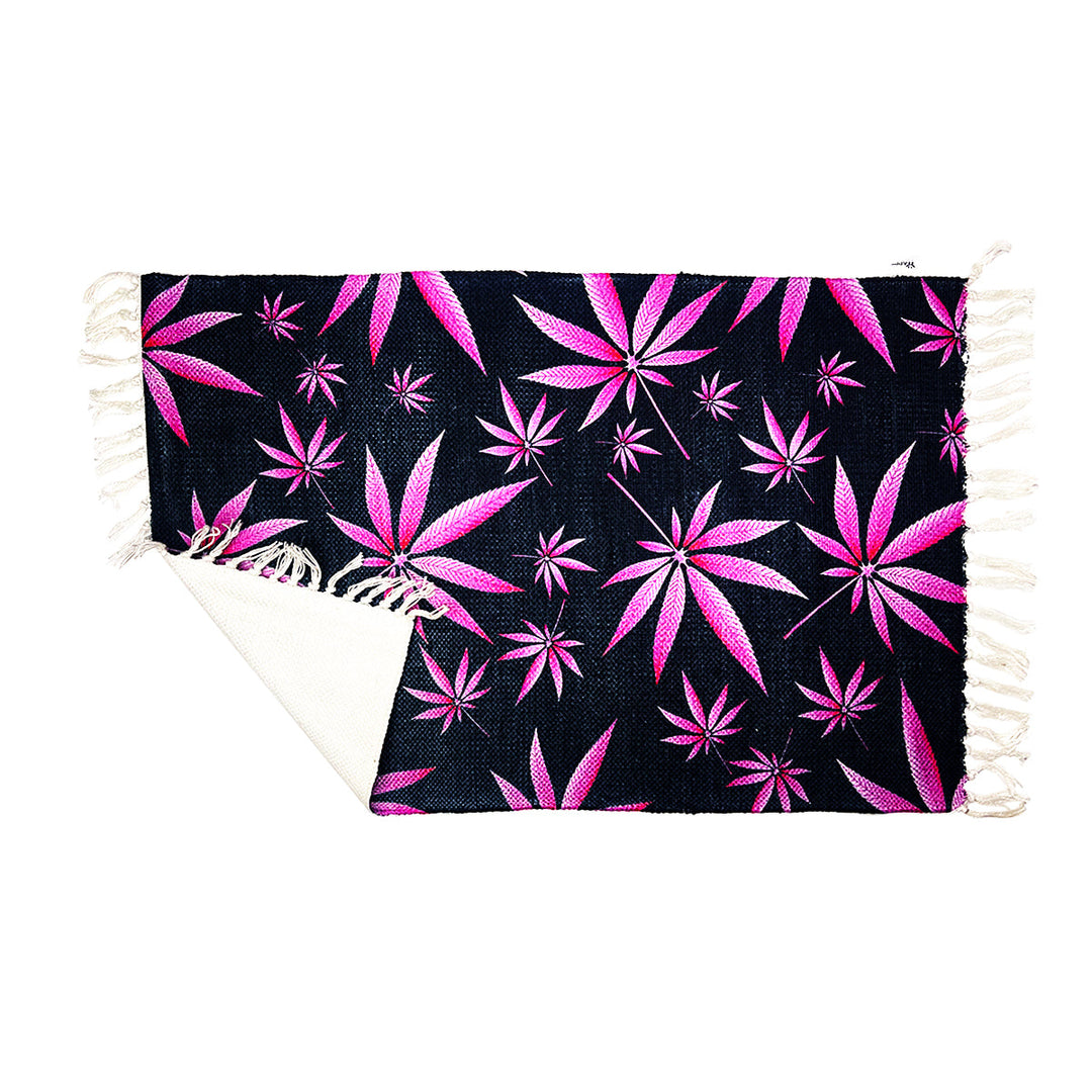 Pink Leaf Pattern Entry Mat 2x3 ft