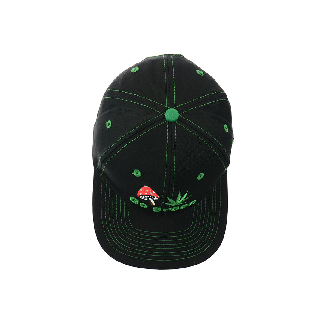 Embroidered Mushroom Go Green Snapback Hat