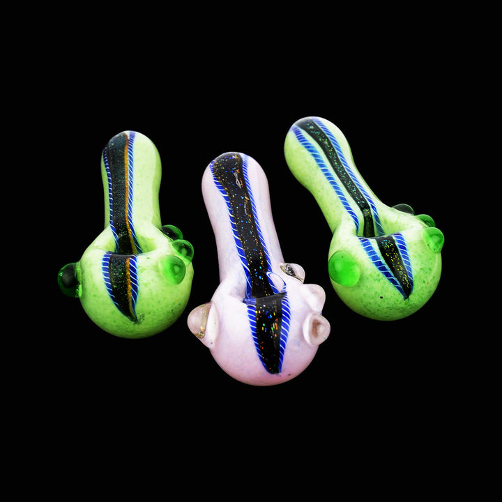 4.5" Dhicro Spoon Hand Pipe - Slime Frit Art