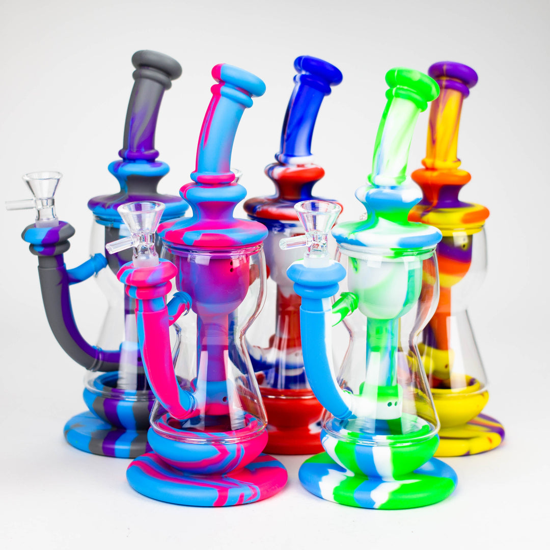9.8" Silicone+Glass Water Pipes-Assorted_0