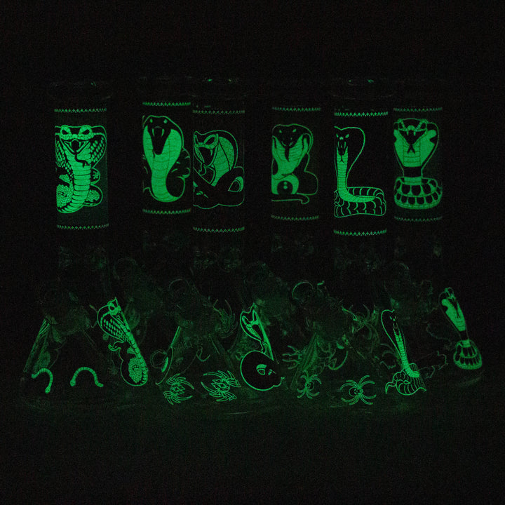 Fortune 12" 9mm Snake Glow in the dark Beaker Water Pipes_7