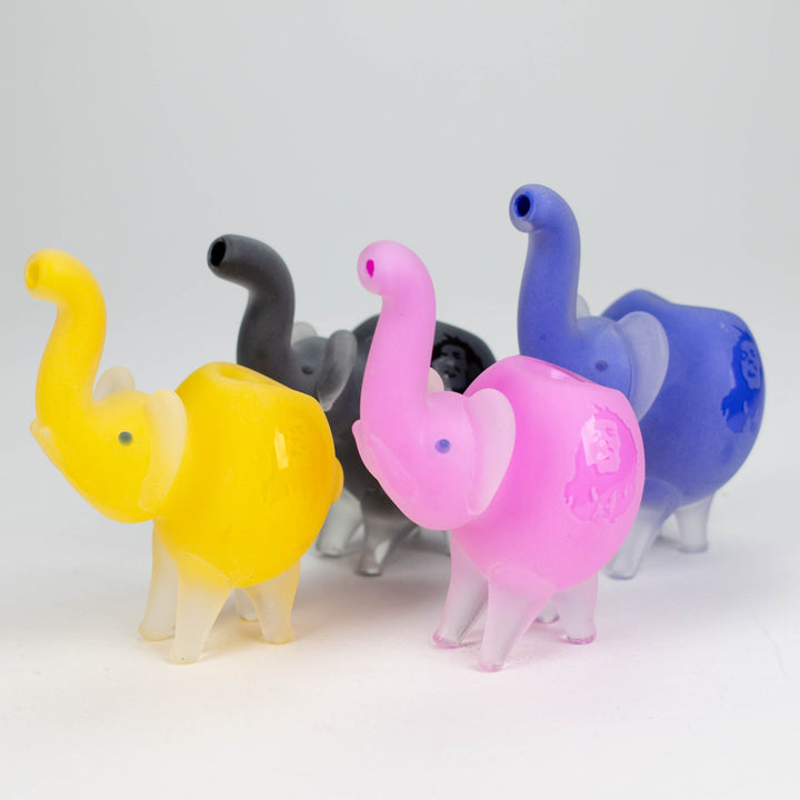 Elephant Frosted Glass Pipe - Assorted Colors 4.25"_4