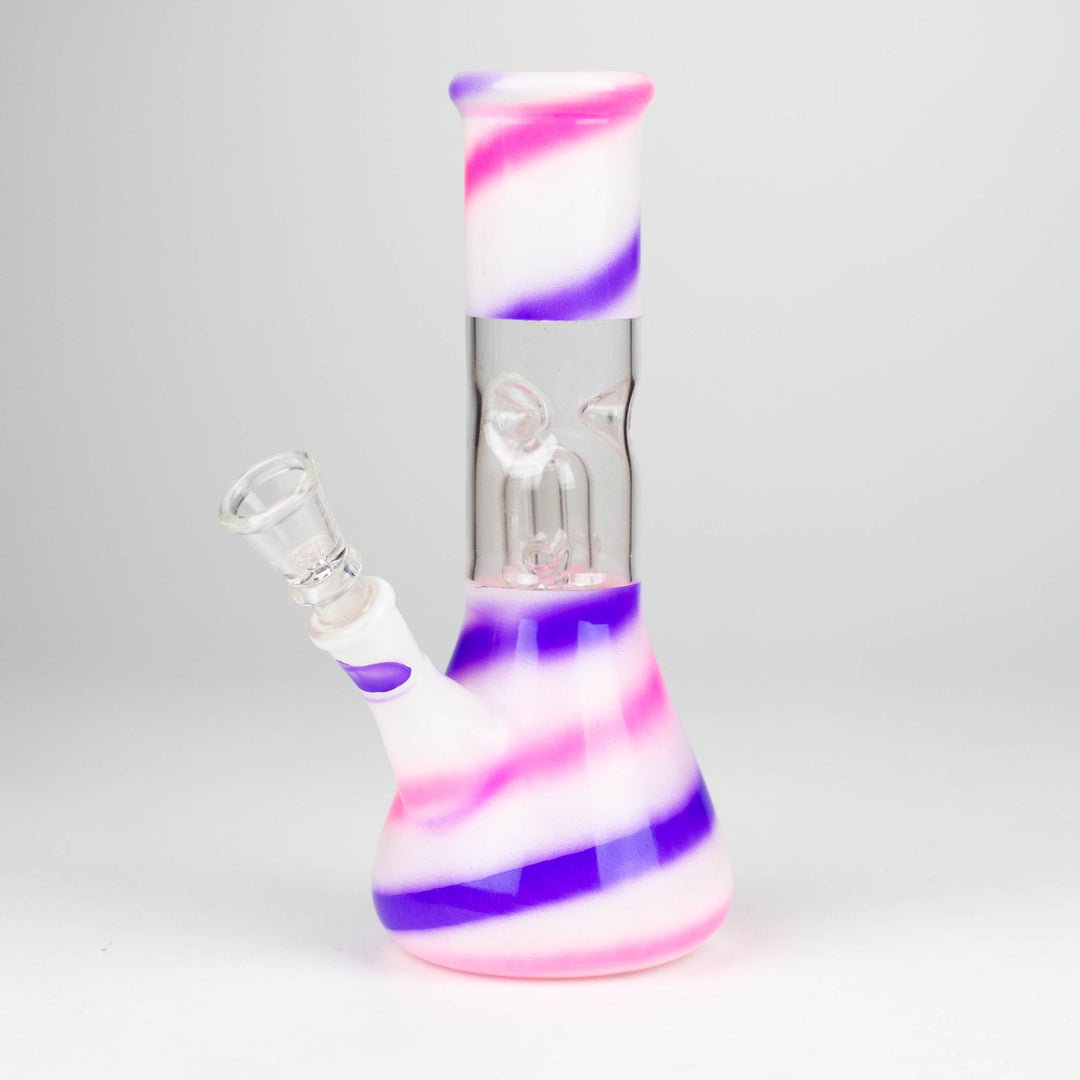 Blue n Mauve Strips Dome Percolator Bong 8"_0
