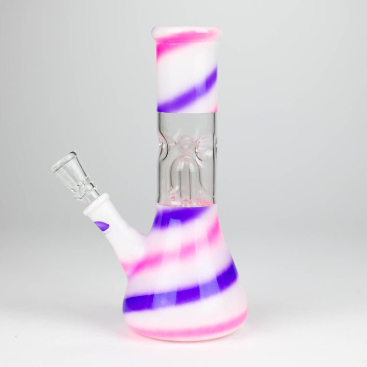 Blue n Mauve Strips Dome Percolator Bong 8"_1