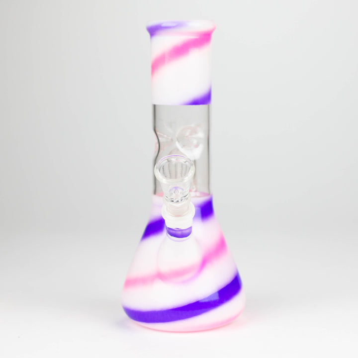 Blue n Mauve Strips Dome Percolator Bong 8"_2