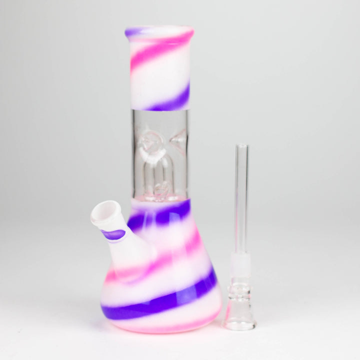 Blue n Mauve Strips Dome Percolator Bong 8"_6