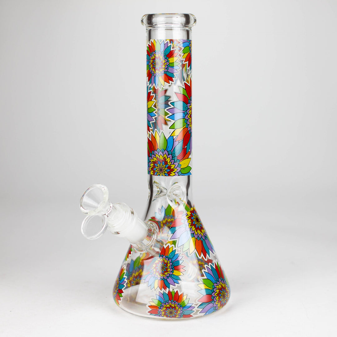 Glow in the dark Glass Bong With Flower Design 10"_1