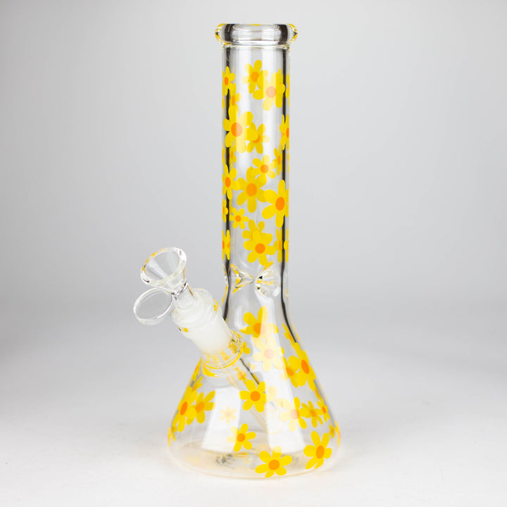 Glow in the dark Glass Bong With Flower Design 10"_2