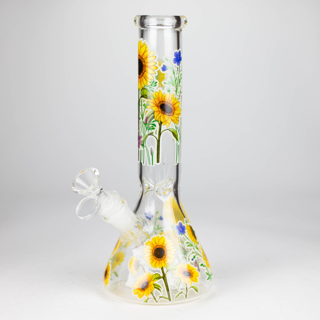 Glow in the dark Glass Bong With Flower Design 10"_3