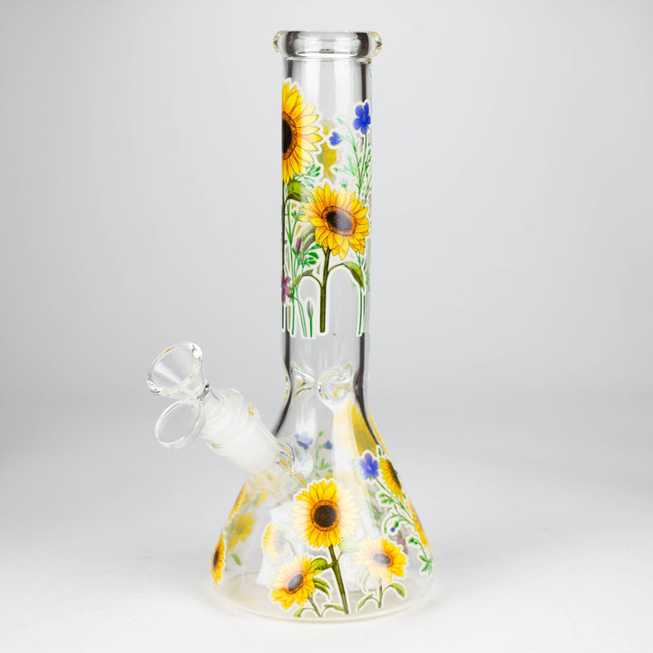 Glow in the dark Glass Bong With Flower Design 10"_3