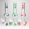 Rourd Shape Glass Bong With Leaf Design 11"