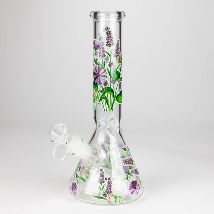 Glow in the dark Glass Bong With Flower Design 10"_5