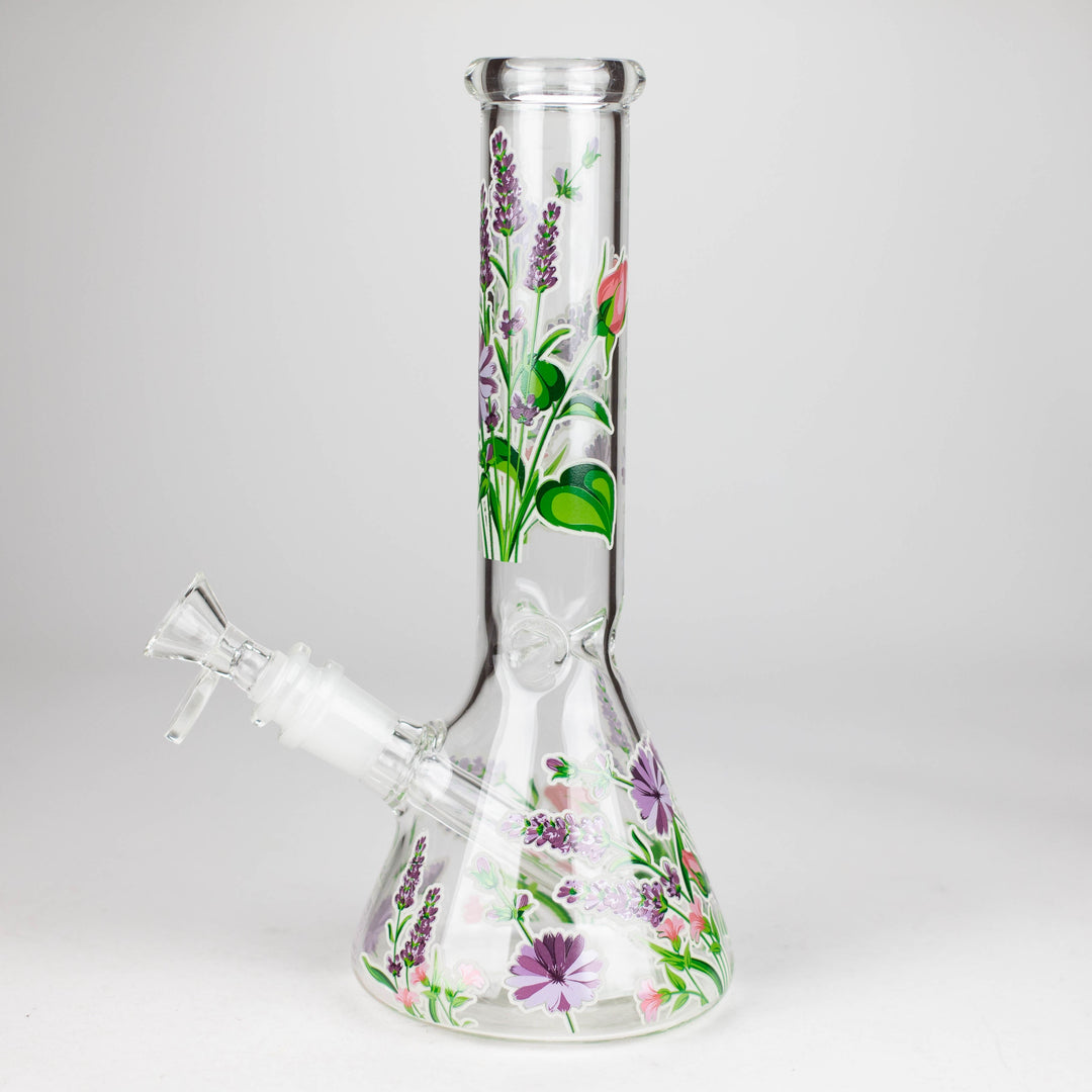 Glow in the dark Glass Bong With Flower Design 10"_6