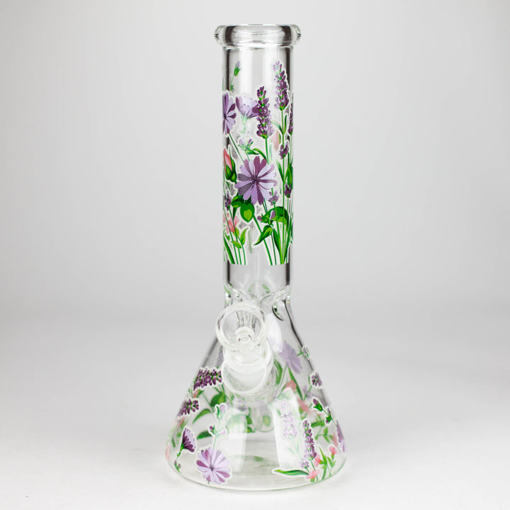 Glow in the dark Glass Bong With Flower Design 10"_7