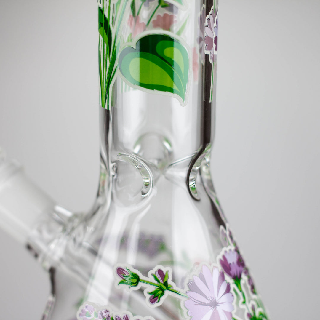 Glow in the dark Glass Bong With Flower Design 10"_8