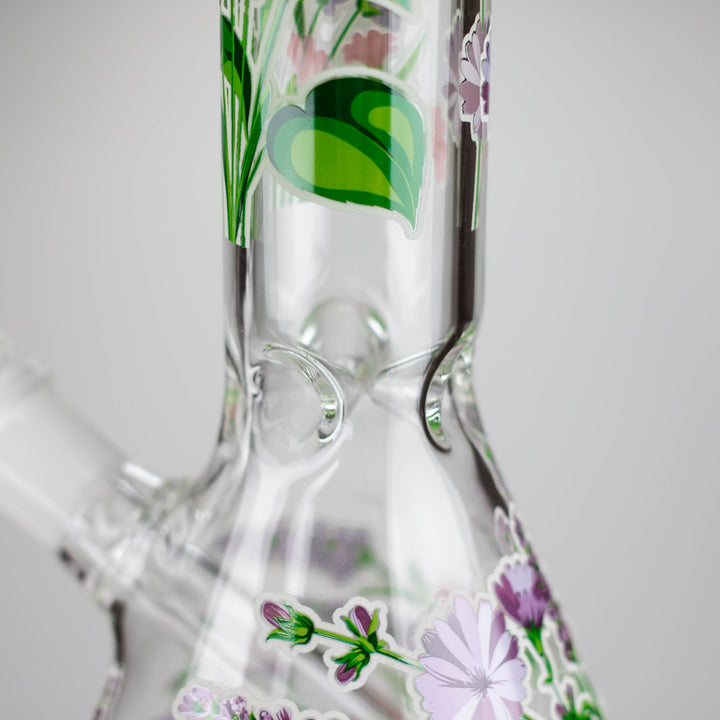 Glow in the dark Glass Bong With Flower Design 10"_8