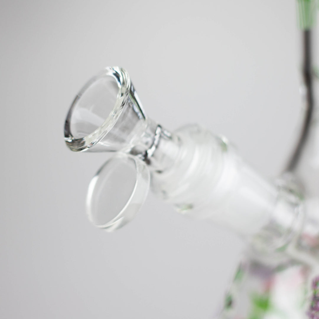 Glow in the dark Glass Bong With Flower Design 10"_9