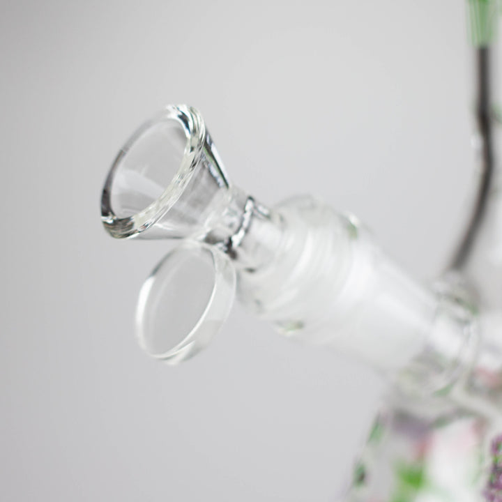 Glow in the dark Glass Bong With Flower Design 10"_9