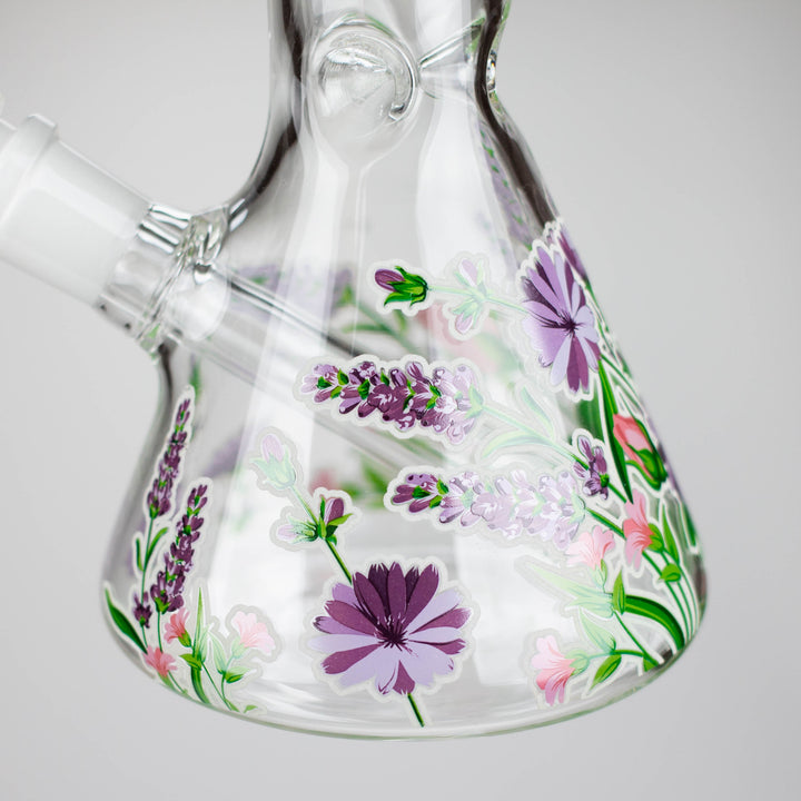 Glow in the dark Glass Bong With Flower Design 10"_10